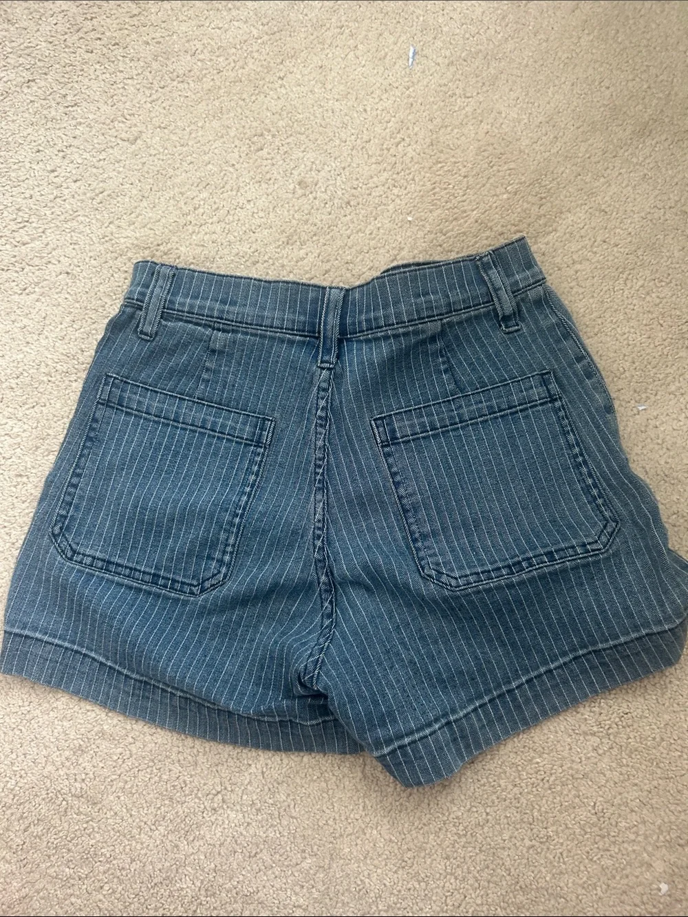 J. Crew Blue Pinstripe Denim-Style Cotton Shorts